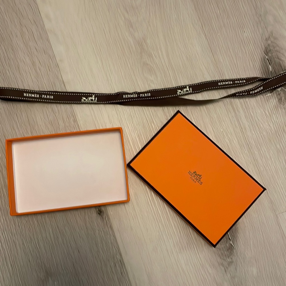 Hermes wallet box and tissue and ribbon